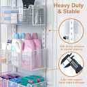 VyGrow Over The Door Organizer, Metal Door Organizer Hanging with 5 Adjustable Baskets and Coat Hook, Behind The Door Storage for Bedroom Closet Bathroom Pantry Cabinet Kitchen, White