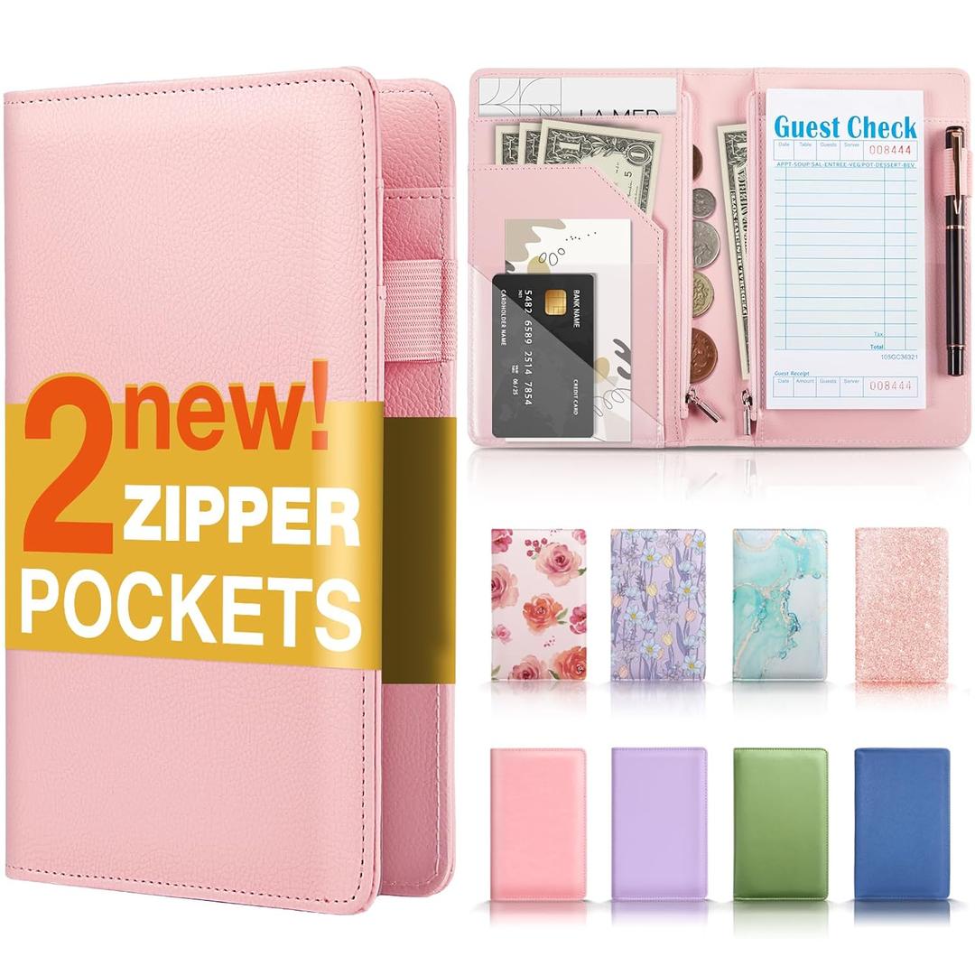 Forvencer Server Book, Server Book Cute, Waitress Book, Fits Waitress Server Apron, Receipt Holder, Restaurant Check Perfectly,Waitress Server Accessories, Cute Server Book for Women, Pink