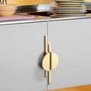 2.5" Unique Cabinet Pulls Brushed Gold Pair Half Moon Drawer Pulls Handles Art Deco Knob Hardware (Small(2 Holes-2.5"(64mm)), Brushed Gold)