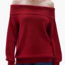 SUUKSESS Women Cashmere Off The Shoulder Sweater Oversized Knit Long Sleeve Tops, Size: M