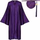 Newrara Adult Shiny Graduation Cap and Gown Tassel Set for High School & Bachelor (54, Purple)