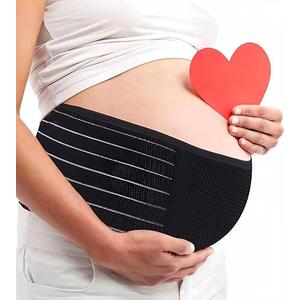 Belly Band for Pregnancy Maternity Belt Pregnancy Support Belt Bump Band Abdominal Brace Belt - Relieve Lower Back, Pelvic and Hip Pain (Black/One size)