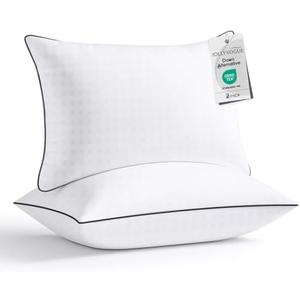 JOLLYVOGUE King Size Pillows Set of 2, Hotel Collection Bed Pillows for Side, Back, and Stomach Sleepers, Fluffy and Supportive, Down Alternative Microfiber Filled Pillows, 2 Pack