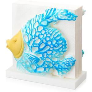 Fish Design Napkin Holder Coastal Napkin Holder Ocean Serviette Dispenser Marine Cocktail Tissue Storage Organizer Mail Letter Sorter Rack Document File Organizer
