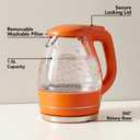 OVENTE Electric Kettle, 1.5L Borosilicate Glass Countertop Water Heater and Boiler for Coffee or Tea, BPA-Free, Auto Shut-Off, Boil-Dry Protection, Removable and Washable Spout Filter, Orange KG83O