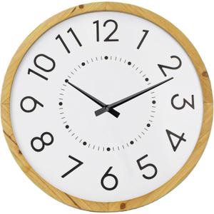 Farmhouse Silent 16" Wall Clock Battery Operate,Wooden Non Ticking Sweep Movement, Large Farmhouse Wall Clock for Kitchen, Bedroom, Home Office, Living Room Decor, Arabic Numerals