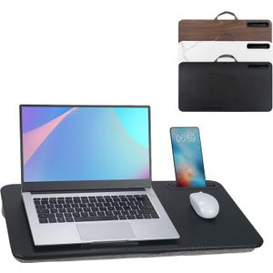 Portable Laptop Desk Fits Up to 16'' Laptops, with Tablet Slot, Built-in Cushion, Great for Home & Office,Lap Desk for Laptop,Lap Desk with Cushion (Black, Large)
