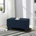 MAXIJIN Velvet Ottoman Cover Rectangular Stretch Square Ottoman Covers Slipcover Rectangle Washable Foot Stool Cover Thick Storage Protector with Elastic Bottom (Ottoman X-Small, Navy Blue)