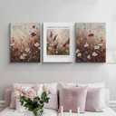 3 Pcs Vintage Framed Wall Art, Red Floral Biblical Canvas Prints, 16x24 in | Ready to Hang Rustic Farmhouse Wall Decor Set. Vintage Style Canvas Painting Artwork for Bathroom, Bedroom & Living Room.