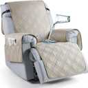 TAOCOCO Waterproof Recliner Chair Covers 30 Inch Wide, Oversized Recliner Covers for Recliner Chair with Pocket, Recliner Slipcovers with Straps Furniture Protector for Kids Pets (30'', Cream)