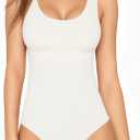 MANGOPOP Women's Scoop Neck Sleeveless Body suit Sexy Tank Top Bodysuit Backless Tops M