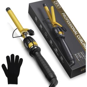 DAN Technology 5/8 Inch Curling Iron Wand for Defined Medium Curls, Tourmaline Ceramic Hair Curler with 180F430F Adjustable Temperature, Fast Heating, Dual Voltage, Auto Shut-Off, Black & Gold