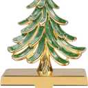 JUSTOTRY Christmas Stocking Holders for Mantle Glitter Green Xmas Tree Gold Stocking Holder for Fireplace Home Decor Holiday Gifts Christmas Decorations Supplies Non-Skid Durable and Sturdy