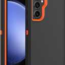 Case for Galaxy S23 FE, Heavy-Duty Tough Rugged Shockproof Drop Protective Cover Cases for Samsung Galaxy S23 FE, Black+Orange