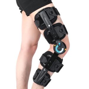 Hinged ROM Knee Brace with Side Stabilizers, Adjustable Post Op Knee Support Orthosis Immobilizer for ACL, PCL and MCL Injury, Medical Knee Orthopedic Support, Leg Stabilizer for Left or Right Leg, Men and Women 
