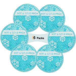 OLESILK Small Hot Cold 6 Packs, Reusable Round Gel Beads Ice Pack with Cloth Backing, Hot and Cold Therapy for Breastfeed Injury, Kids Pain Relief, Headache, Tired Eyes, Wisdom Teeth, Sinus Relief
