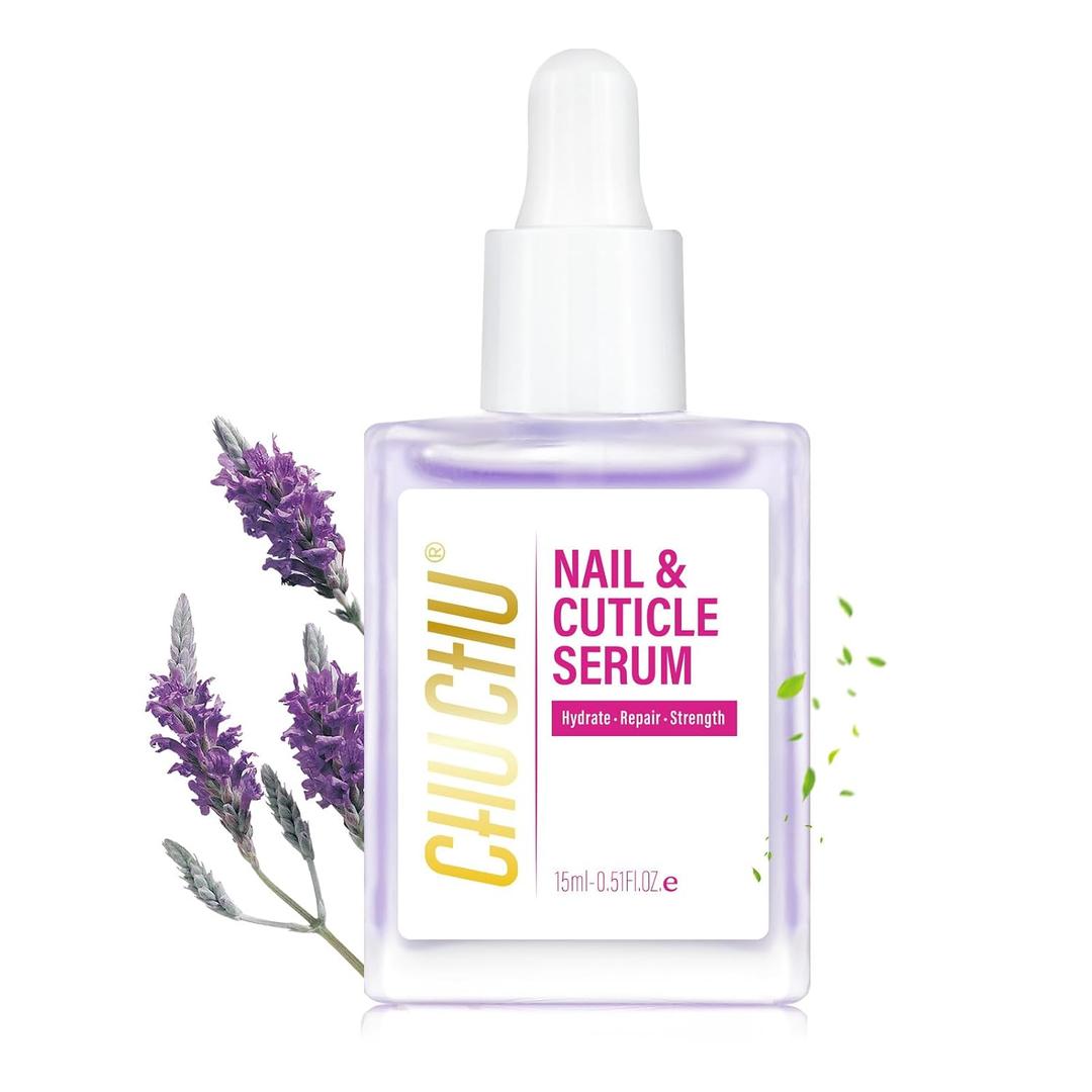 6 x CHUCHU Nail Growth and Strengthener Oil for Cuticle - Repair Moisturizing Treatment - Natural Jojoba Vitamin B & E Nail Oil for Dry Cracked Nails (Lavender 02)