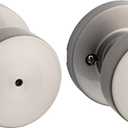 Kwikset Pismo Interior Privacy Door Knob with Lock, Door Handle For Bathroom and Bedroom, Satin Nickel Keyless Turn Lock Doorknob, with Microban Protection