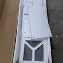 Farmhouse TV Stand for 55 65 75 Inch TVs, Entertainment Center with LED Light, Storage Cabinets, Sliding Barn Doors and Adjustable Shelf, Media TV Console TV Stand Table for Living Room (White)