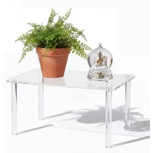 RattanView 1 Pcs 15 Inch Acrylic Risers Display Stands Rectangular 4-leg Acrylic Plant Stand, 6mm Thick Clear Shelf Riser Display Stands for Decor Collectibles Figures and Item Photography