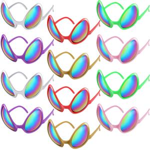 Bencailor 12 Pack Halloween Alien Glasses with Lenses Funny Glasses for Alien Costume Accessories Halloween Night Party Favor(Red)
