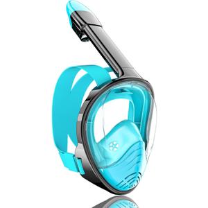 QingSong Full Face Snorkel Mask for Adults, Snorkeling Gear with Camera Mount, 180 Degree Panoramic View Snorkel Set Anti-Fog Anti-Leak, Green, Large-X-Large