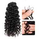ToyoTress Kinky Curly Crochet Human Hair - 12 Inch 50G Miracle Knots Feather Crochet Hair For Black Women Natural Color Invisible Knotless Human Braiding Hair (12 Inch, 1B-50G)