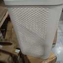 60L Slim Laundry Hamper, Clothes Basket, Lid, Ventilated, Plastic, Set of 2, White