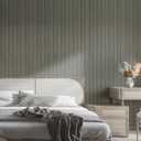 Wood Slat Peel and Stick 3D Wall Panel -15.75"x118"Soundproof Self-Adhesive Wall Sticker, Removable Thick PVC Slat Contact Paper for Kitchen, Bedroom,Ceiling Wall Decoration(Dark Gray,13Sq.ft)