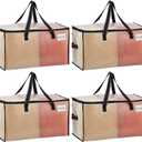 VENO 4 Pack Heavy Duty Moving Bags, Clear Storage Bags for Clothes and Comforters, College Dorm Essentials Packing Supplies, Foldable Boxes Alternative (Clear, 4 Pack)