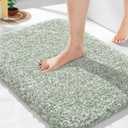 Yimobra Bathroom Rugs for Home Essentials, Non Slip Washable Bath Mat, Soft Water Absorbent Plush Shower Rug for Bathroom Floor, Bath Decor Accessories, 24X17, Light Green White