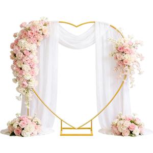 6.6 FT Heart Arch Stand, Balloon Arch Stand Kit with Base - Gold Heart Shaped Wedding Arch Frame for Proposal, Valentines Day Backdrop, Birthday, Baby Shower DecorGold