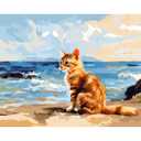 Craftoria Paint by Numbers for Adults 40"x50"cm NO Framed Animal Beach Kitten 48 Colors