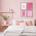 Locomiss Pink Dorm Decor Wall Art Posters, Preppy Y2K Teen Girls Wall Art Room Decor, Christian Pink Wall Dorm Decorations Prints for College Teen Girls, Set of 4 (12x16 Unframed)