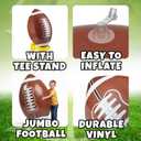 36" Jumbo Football Party Decorations With Tee - Big Giant Size Blow Up Football Toy For Outdoor Games, Party Supplies, Birthday Decorations, Gameday Tailgate Fun Activities For Kids And Adults