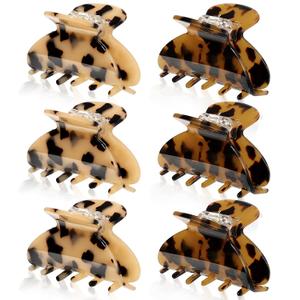 WILLBOND 6 Pieces Medium Hair Claw Clips for Thin Hair 2.6 Inch Tortoise Shell Clip Banana Jaw Hairpin French Style Barrettes Head Accessories for Women Girls(Vivid Patterns)