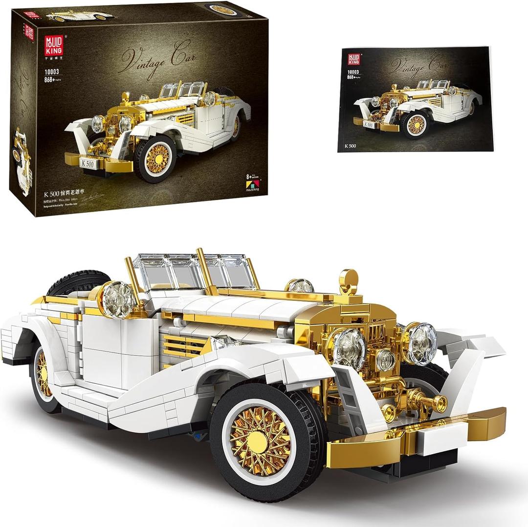 MOULD KING 10003 Technology Vintage Car Model, Build Your Own Racing Car, 868 Pieces, Ages 8+