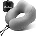 Travel Pillow - Memory Foam Cervical Neck Pillow for Adults, Kids, Children, Convenient & Portable U Shaped Pillows, Airplane Pillow for Home, Office, Camping, Travelling, Sleeping (Gray)