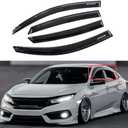 Quxunzzz Rain Guards Side Window Visor Vent Outside Mount, 4PCS Fits for Honda Civic 4 Door Sedan 2016 2017 2018 2019 2020 2021 Model Only