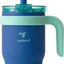 REDUCE 14 Oz Coldee Kids Tumbler with Lid and Straw - Coldee Insulated Travel Mug - Spill-Proof, Sweatproof Stainless Steel, BPA-Free - Includes Handle, Reusable Silicone Straw - Nautical Mist