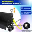 Portable Collapsible Folding Wagon, 550LBS Heavy Duty Utility Carts,Reclining Camper, Expandable Storage, Padded and Wheeled, All Terrain Wheels, Great for Camping, Outdoors, Shopping (Black)