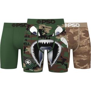 PSD Underwear Mens Boxer Briefs - Warface Militia 3 Pack, 7 Inch Inseam, Moisture-Wicking, 4-Way Stretch, Boxer Briefs for Men Pack XL