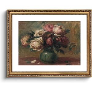 VIYYIEA Gold Framed Wall Art Canvas Print Home Decor Flower Art Vintage Botanical Prints Rustic Farmhouse Wall Decor Mid Century Art Prints Floral Room Decor Wall Pictures Living Room Bedroom 16x20in