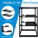 RackPath 20U Open Frame Network Rack with 2X 14in Vented 1U Shelves Rear Support, Wall Mount/Floor Standing Network Cabinet, Heavy Duty 150 lbs Capacity for IT & AV Gear, Audio and Video Device