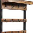 OROPY Coffee Mug Rack Wall Mounted, Rustic Wood Cups Rack with 12 Hooks and Storage Shelf, for Home Kitchen Display and Collection (Rustic Brown)