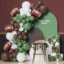 Football Balloon Garland Arch Kit 131Pcs Sage Green and Coffee Brown Balloons with Football Foil Balloon for Touch Down Rugby Super Bowl Sport Theme Party Decorations