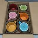 bestone Coffee Mugs Set of 416 oz Large Ceramic with Handles, Coffee, Salad, Noodles etc Cups for Cereal Latte, Vibrant Colors (Vibrant 6, 16-oz)