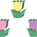 ULTNICE 3pcs Mini Wooden Tulips Decor Creative Wood Tulips Flower Collectibles Figurine Farmhouse Flower Tulip Ornaments for Spring Easter Decor Home Accents
