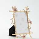 Gold Frame,golden branches Textured Picture Frame,Vertical Display,Tabletop & Wall Display,Perfect for Home Decor,Commemorate Wedding and Graduation,Art,1-Pack (Gold-Pink, 4 * 6inch)