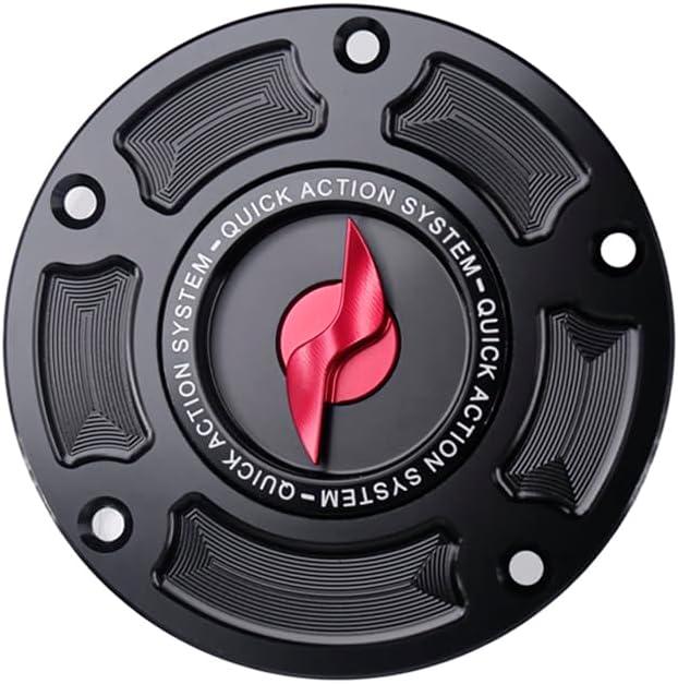 CNC Accessories Fuel Tank Cap Motorcycle Gas Cap Lightning Key Quick Action Cover Fit For Aprilia RSV4 Tuono V4 1100 RR For Ducati Monster 1100 Diavel Scrambler 1100 Panigale V2 V4 S (Red)